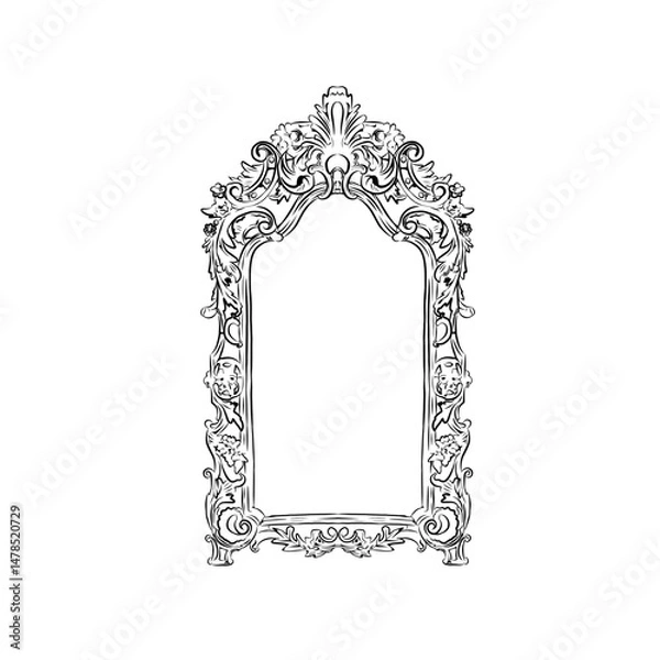 Obraz Hand drawing vintage frame isolated on white