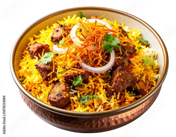 Fototapeta Authentic Indian Biryani with Aromatic Spices, Isolated on Transparent Background