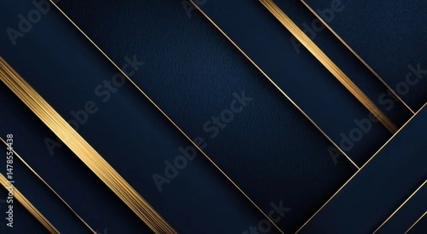 Obraz Dark navy blue and gold diagonal design backdrop.