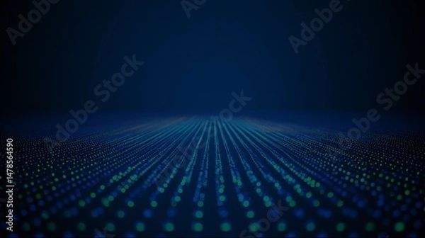 Fototapeta Abstract Blue Dotted Flow  Tech Background  Big Data  Digital  AI  Nanotech