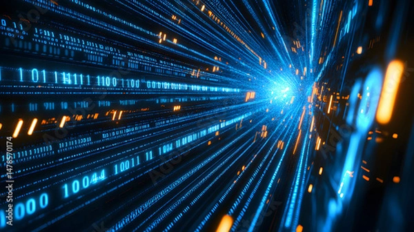 Fototapeta Data stream visualization digital realm graphic design abstract environment technology perspective binary code concept