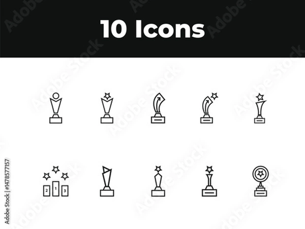 Obraz Awards line icon set. Set of outline icons related to trophy, winner, medal, winner prize, success, best, reward, champion and others. Vector illustration design .