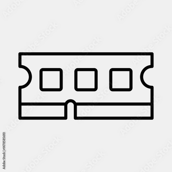 Fototapeta Icon ram. Computer components elements. Icon in line style.