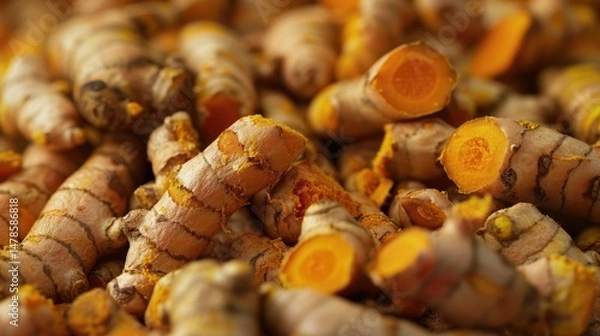 Obraz Fresh turmeric roots showcase vibrant colors and textures in a natural setting