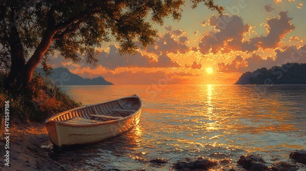 Obraz the serene lake of dusk