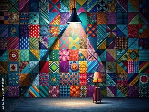 Fototapeta Minimalist Patchwork Silhouette: Bold Geometric Pattern Design