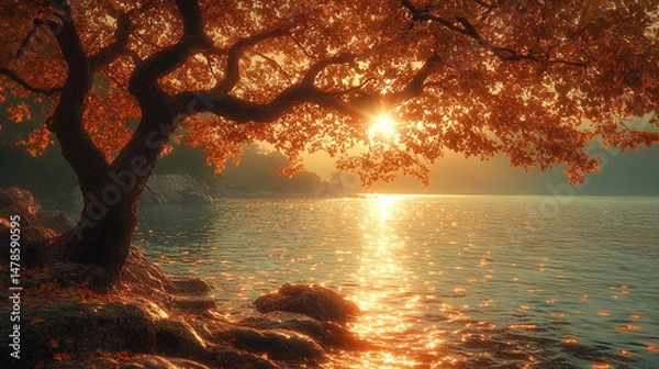 Obraz the serene lake of dusk