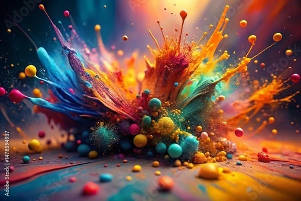 Fototapeta Modern Abstract Paint Splatter Wallpaper Texture Background - High Resolution Stock Photo