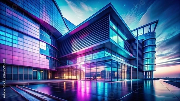 Fototapeta Modern Architecture Cool Gradient Background - Abstract Building Design Stock Photo