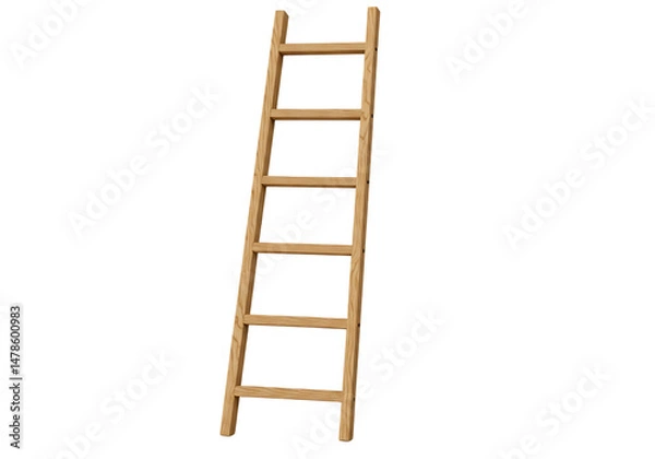 Fototapeta Timber Ladder: Detailed Wooden Step Ladder Isolated for Design Use