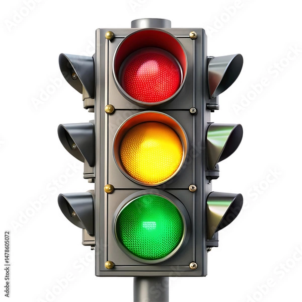 Fototapeta Traffic light isolated on a transparent background. Png