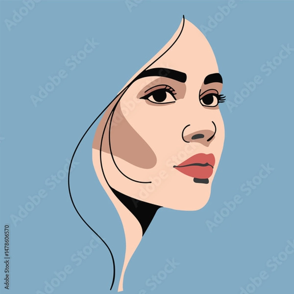 Fototapeta A simple vector illustration of a woman face
