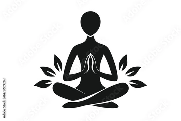 Fototapeta Black Silhouette Namaste Gesture Yoga Style Vector Illustration