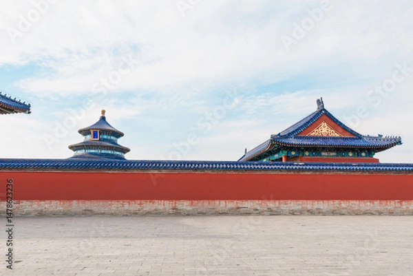 Fototapeta The architectural scenery of the Hall of Prayer for Good Harvests at the Temple of Heaven in Beijing, China