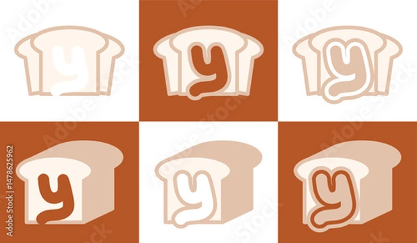Fototapeta Letter Y white bread. This logo combines letters and white bread. Suitable for bread shops, bakery, cafe, and the like.