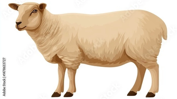 Fototapeta Isolated sheep illustration on white background for design and commercial use
