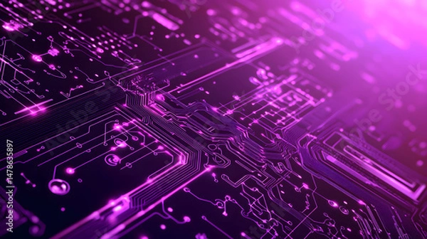 Fototapeta Exploring circuit board patterns digital realm graphic design tech environment close-up view innovative technology