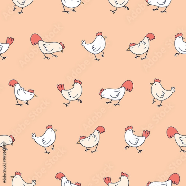 Obraz Vector Chicken Pattern Illustration Seamless for Wallpaper Background Cover Packaging