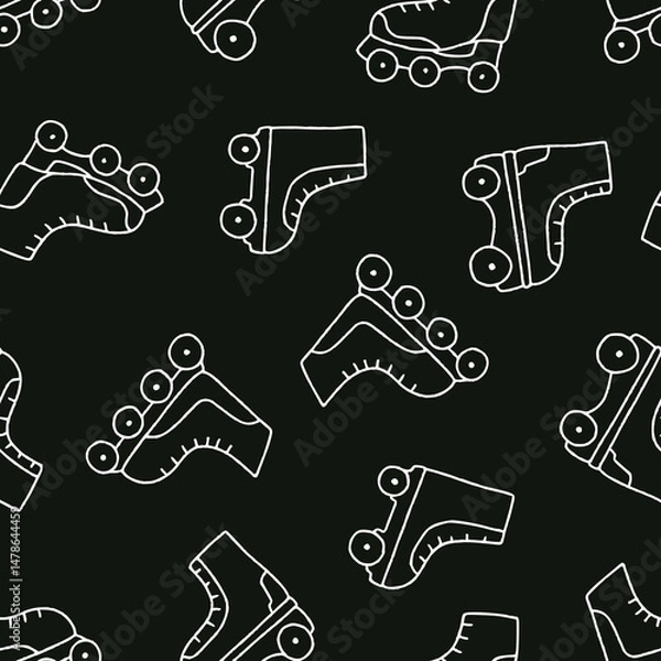 Fototapeta Outline Vector Roller Skate Pattern Repeat Seamless for Wallpaper Background Cover Packaging