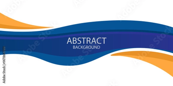 Fototapeta Blue and orange business wave banner background. vector