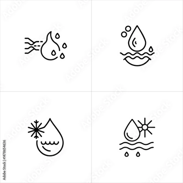 Fototapeta Water Droplet with Cooling Effect icon set
