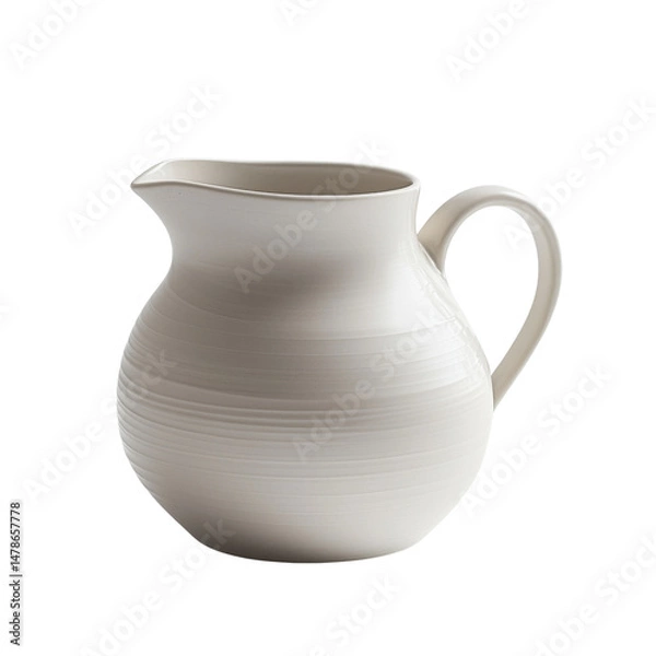 Fototapeta Elegant ceramic pitcher with smooth, curved design, perfect for serving beverages or as decorative piece. Its minimalist style complements various home decor themes
