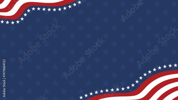Fototapeta 4th of July Background Template – USA Independence Day Banner with American Flag Wavy Border and Star Pattern for Flyer, Poster, and Social Media