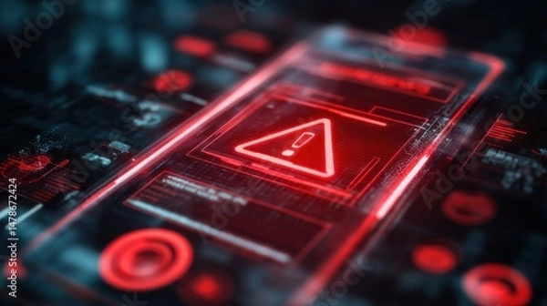 Obraz Cybersecurity Breach Warning on Digital Interface with Alert Sign