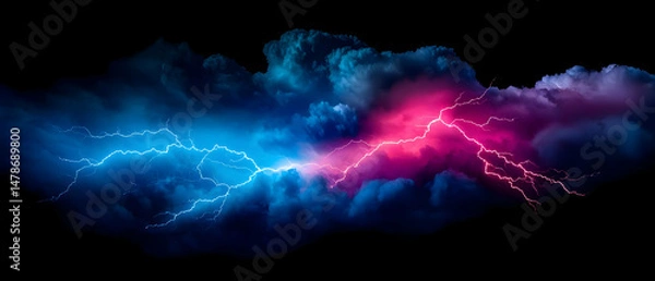 Obraz Abstract Colorful Clouds With Glowing Lightning
