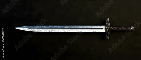 Obraz Detailed Medieval Sword On Dark Background