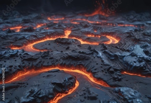 Fototapeta Abstract blue lava stone background, resembling a vibrant swirling sea , cosmos, stone