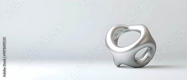 Obraz Silver Abstract Geometric Shape Against White Background