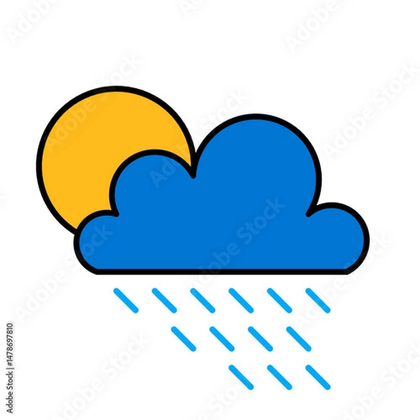 Obraz cloud rain with sun icon vector symbol of weather illustration