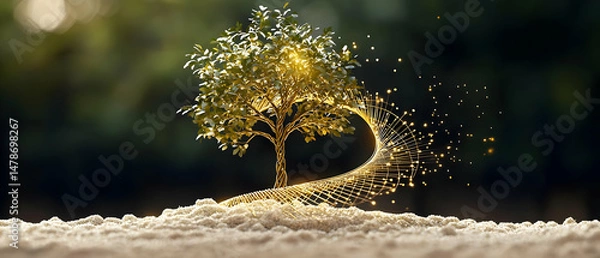 Obraz Digital Art Glowing Tree On Blurred Background