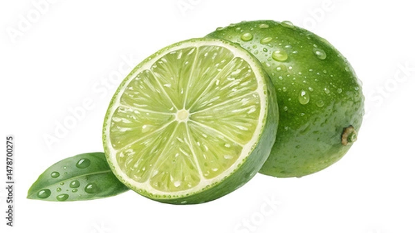 Fototapeta Lime isolated on transparent background 