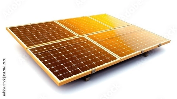 Fototapeta Modern High-Efficiency Solar Panel Array on White Background


         