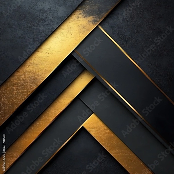Fototapeta Abstract geometric design with dark gold and black