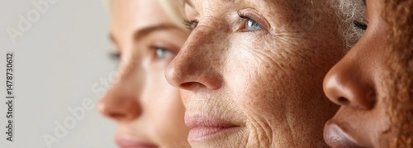 Obraz Diverse women's faces showcasing aging skin.