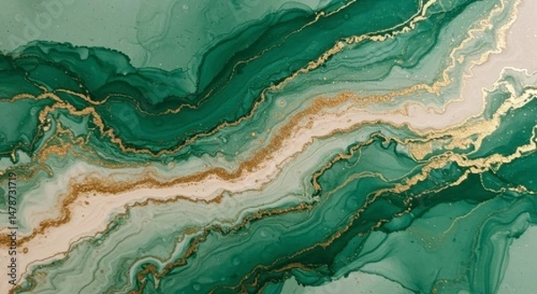 Obraz Emerald green abstract marbling