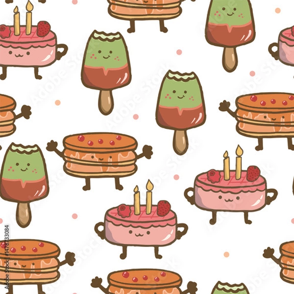 Obraz kawaii food seamless pattern for background