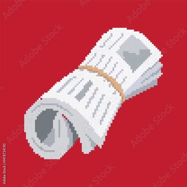Obraz newspaper pixel art, vector illustration on isolated background.