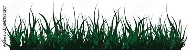 Obraz Realistic green grass vector isolated on a transparent background. Lawn or turf clipart element for landscape design, banner, nature poster, or garden decoration