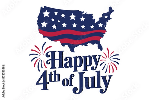 Fototapeta Happy 4th of July vector with white background