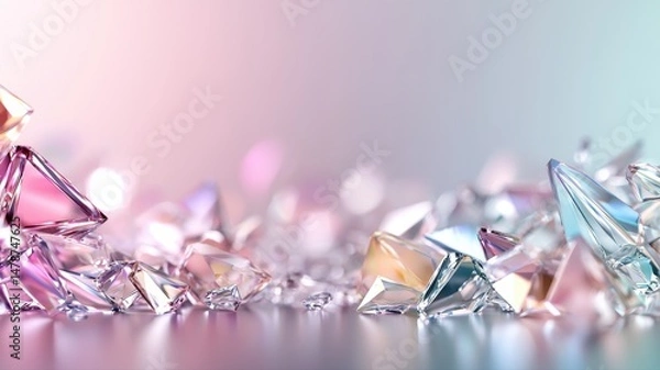 Fototapeta Abstract Background with Sparkling Crystal Fragments and Bokeh Lights sparkling abstract background