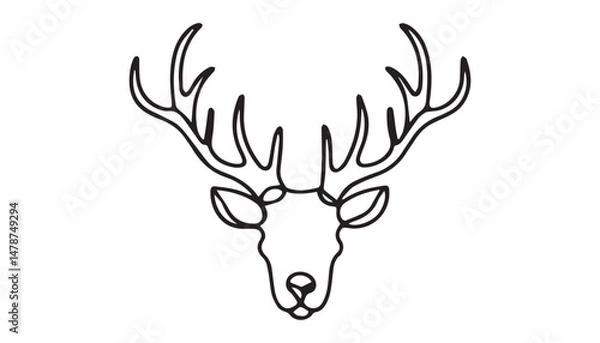 Fototapeta Continuous one single minimal line drawing reindeer