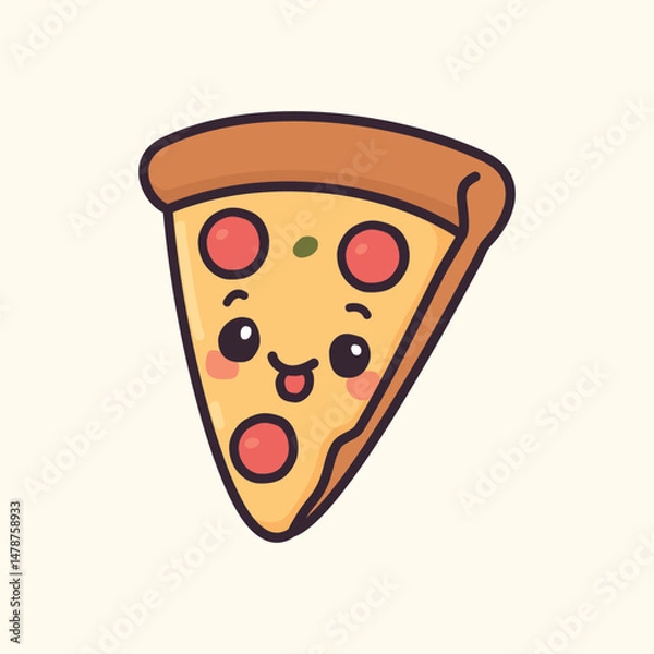 Fototapeta Kawaii Design Style Cheeky Slice of Pizza Vector Template