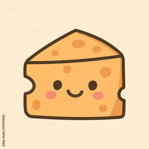Fototapeta Kawaii Design Style Cheese Vector Template