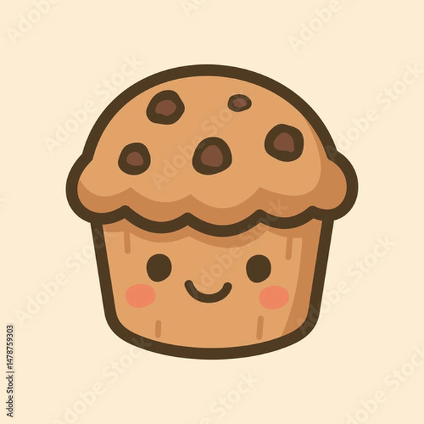 Fototapeta Kawaii Design Style Cupcake Vector Template