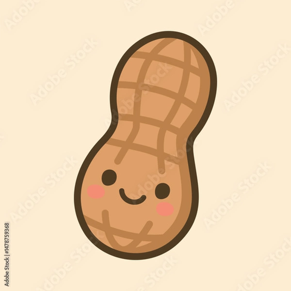 Fototapeta Kawaii Design Style Peanut Vector Template