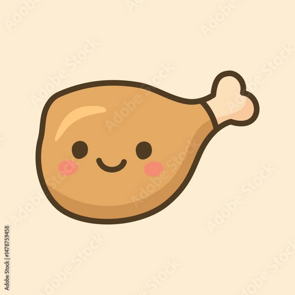 Fototapeta Kawaii Design Style Chicken Leg Vector Template